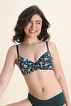 Zivame Padded Regular Wired Medium Coverage Tshirt Bra - Forest Green Floral — thumbnail 2